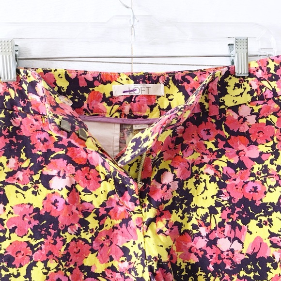 LOFT Pink Yellow Prism Floral Print Shorts - Picture 5 of 8